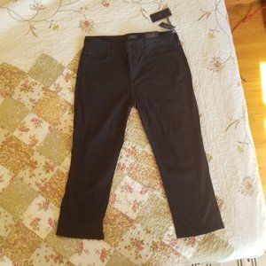 NYDJ Size 12 Svetlana Crop Sanded Twill Pants Black NWT